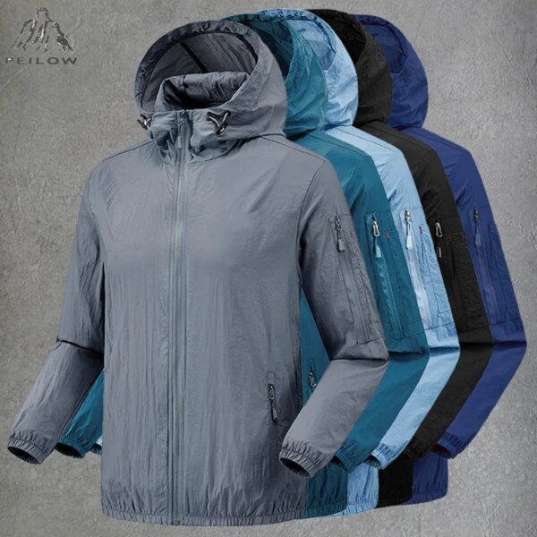 Abrigos finos de verano para acampar con protección solar, ropa deportiva para hombre con capucha para exteriores, cortavientos para senderismo, pesca, ciclismo, chaquetas