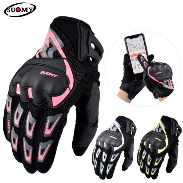 Suomy Guantes de Moto Guantes de Moto pantalla táctil Guantes transpirables Guantes de Moto carreras verano primavera hombres mujeres Luva Moto DH