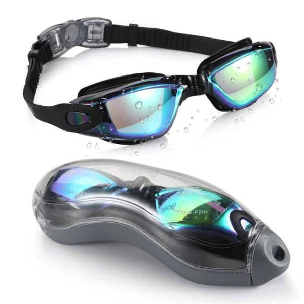 Gafas de natación para hombres y mujeres, protección UV antivaho, impermeables, de silicona, ajustables, para piscina, gafas de buceo para adultos