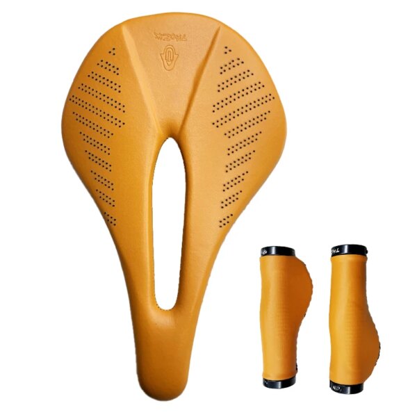 TAOZIK TS010 155mm Amarillo, Naranja Brillante TPE Esponja Asiento de Bicicleta de Carbono Completo Empuñaduras de sillín de Bicicleta