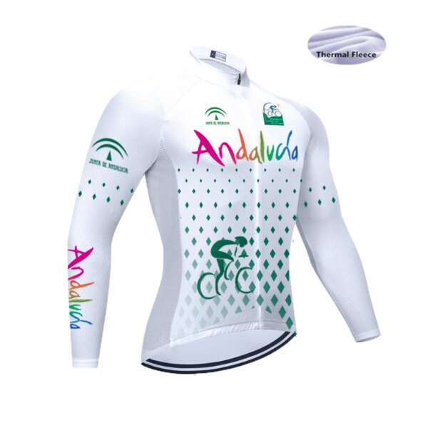 Equipo Andalucía Ciclismo Jersey invierno Ropa Ciclismo MTB hombres polar térmico de secado rápido 2022 bicicleta Jersey Tops Maillot manga larga