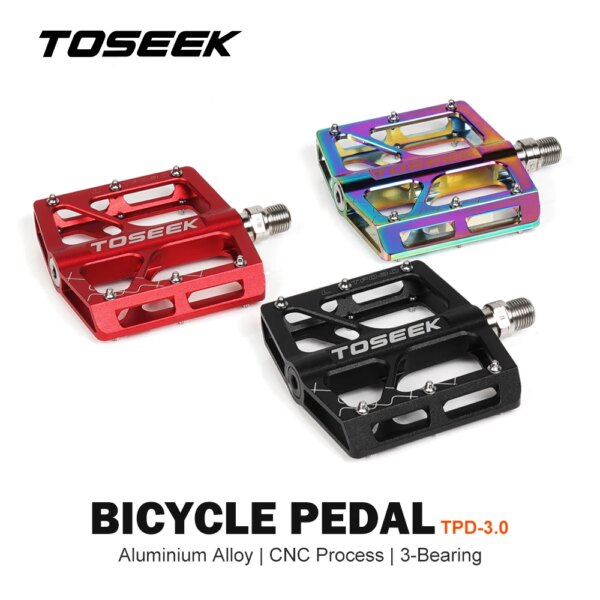 TOSEEK-Pedal de 3 rodamientos para bicicleta, Pedal ultraligero antideslizante, rodamiento de estribo, accesorios de aleación de aluminio de liberación rápida