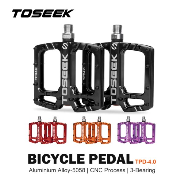 TOSEEK 4,0 Pedal de bicicleta 3 rodamientos Pedal de bicicleta antideslizante rodamiento de estribo de liberación rápida accesorios de bicicleta de aleación de aluminio