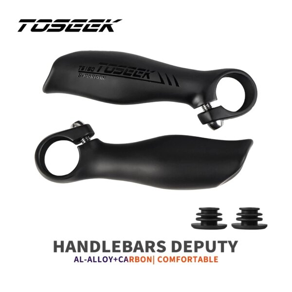 TOSEEK, manillar auxiliar pequeño de fibra de carbono negro mate para bicicleta de montaña, piezas finales de barra de bicicleta MTB