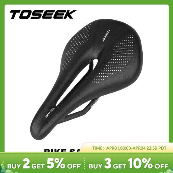 TOSEEK-sillín íntegramente de carbono para bicicleta de montaña/carretera, asiento de bicicleta de 143/155MM, cojines de cuero y carbono súper ligeros, rieles de carbono de 135g