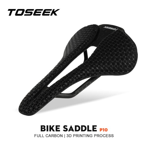 TOSEEK P10 sillín de bicicleta íntegramente de carbono con estampado 3D, asiento de bicicleta, cojín ultraligero para bicicleta de montaña o de carretera, piezas para ciclismo