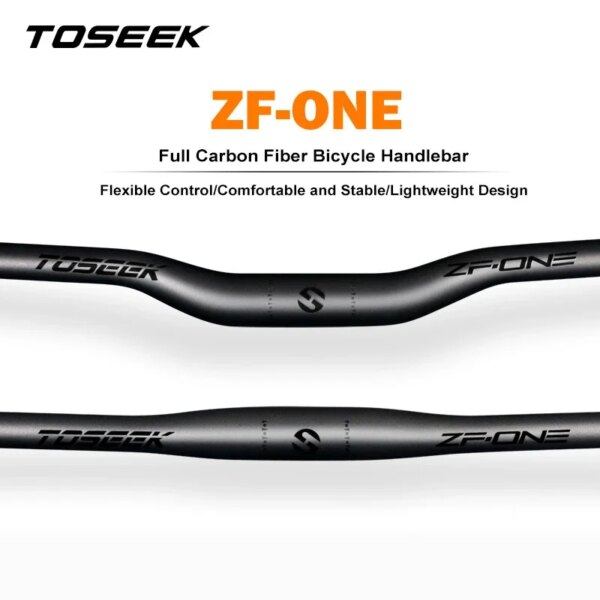 TOSEEK ZF-ONE mango de bicicleta MTB de fibra de carbono manillar integrado de 31,8mm para elevación de bicicleta de montaña/piezas planas de ciclismo de 580-760mm