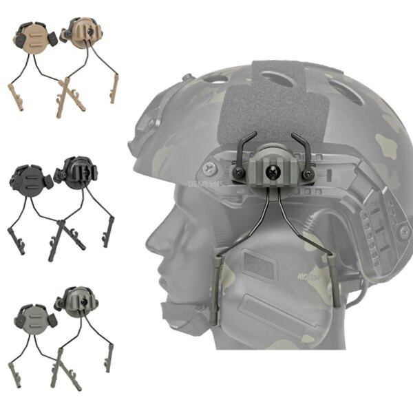 Soportes tácticos de riel rápido para auriculares, adaptador de riel para auriculares, juego de soporte para casco de tiro, soporte de suspensión de riel para casco con rotación de 360