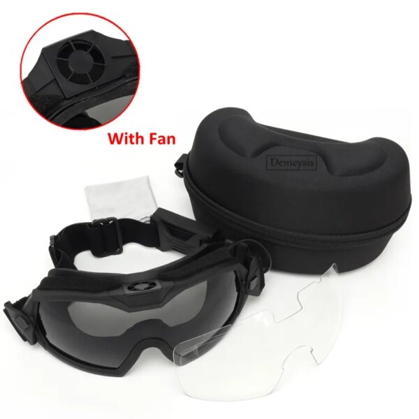 Gafas tácticas con ventilador antiniebla, gafas militares de seguridad para Paintball, protección ocular, gafas para senderismo