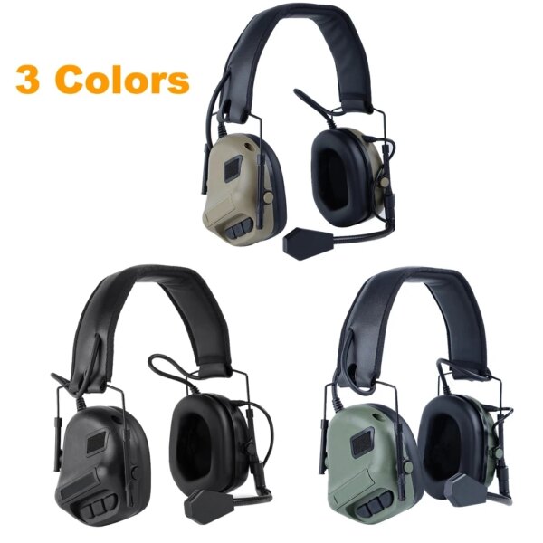 Auriculares protectores tácticos para caza, orejeras para disparar, auriculares militares Airsoft para exteriores sin función de reducción de ruido