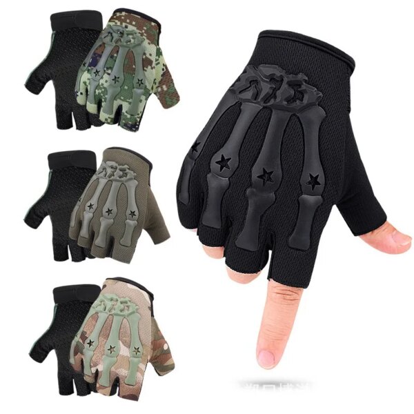 Guantes tácticos sin dedos para montar, guantes antideslizantes de medio dedo para motocicleta, ciclismo, escalada, senderismo, caza, deportes al aire libre