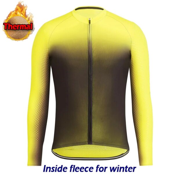 Jersey térmico de ciclismo para hombre, camisa larga, ropa deportiva para bicicleta, abrigo cálido, chaqueta de montaña con mangas, camiseta ajustada de forro polar, chaqueta de invierno