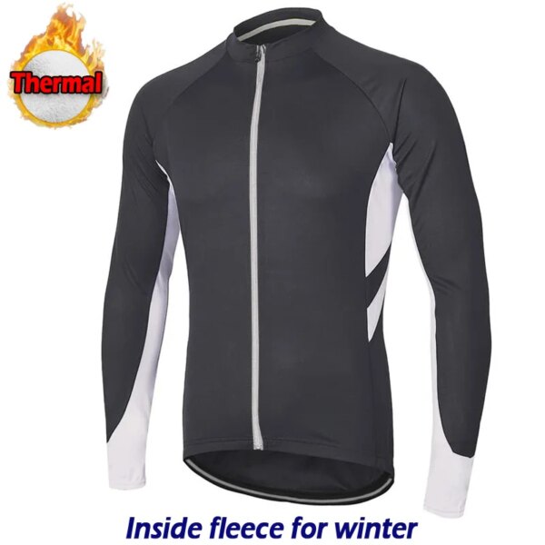 Jersey térmico de lana para ciclismo, bicicleta para montar al aire libre, abrigo cálido para MTB, ropa negra, manga larga, chaqueta de montaña, invierno, nuevo