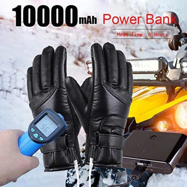 Guantes Térmicos Térmicos Guantes Térmicos de Cuero Guantes Térmicos USB Impermeables Guantes Cálidos de Invierno para Exteriores para Pesca Montar Ciclismo