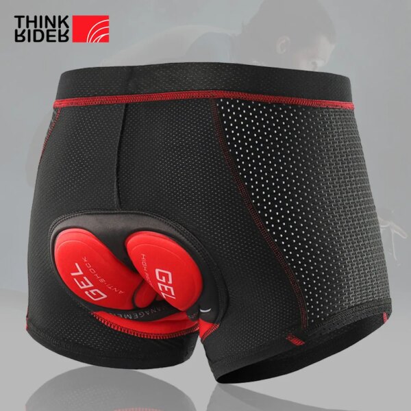 ThinkRider-pantalones cortos de ciclismo para hombre, ropa interior transpirable con almohadilla de Gel 5D, ropa interior a prueba de golpes para bicicleta de montaña y carretera