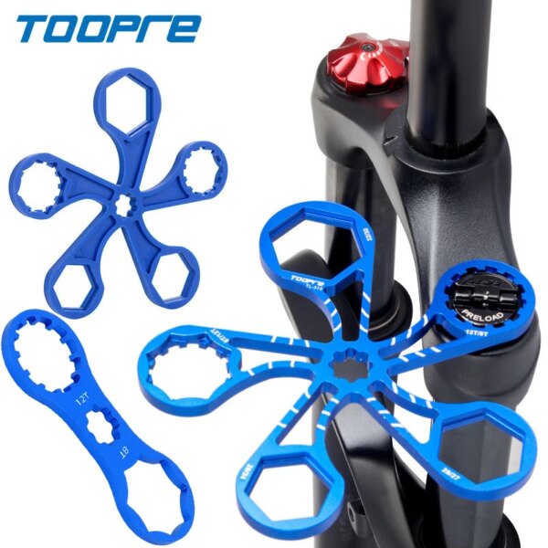 Toopre-llave extensora de tapa de horquilla delantera para suspensión de bicicleta, herramienta de instalación de extracción, llave de tapa de manivela 8T/12T 24/26mm 27/28mm