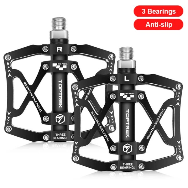 Toptrek-pedales de 3 rodamientos para bicicleta, ultraligeros, antideslizantes, CNC, BMX, MTB, placa de ciclismo, tacos con Clip, pedales de bicicleta