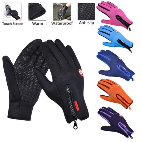 Guantes de Moto con pantalla táctil para invierno, Guantes deportivos para exteriores, Guantes cálidos antideslizantes para hombre y mujer, Guantes impermeables para Moto