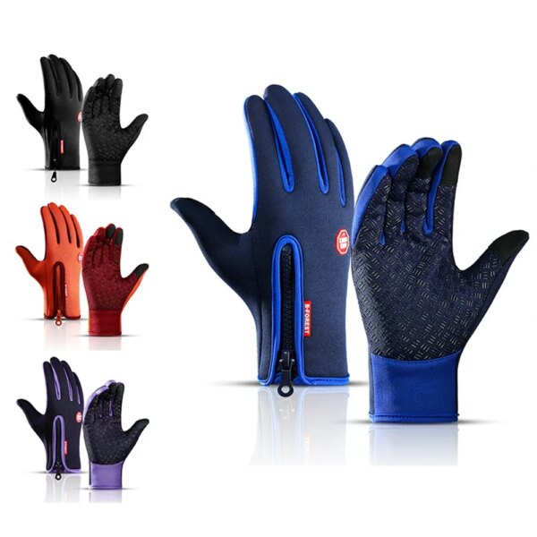 Guantes cálidos con pantalla táctil para ciclismo al aire libre, conducción de motocicleta, guantes impermeables para el frío, resistentes al viento, antideslizantes, guantes de esquí de invierno para hombres y mujeres