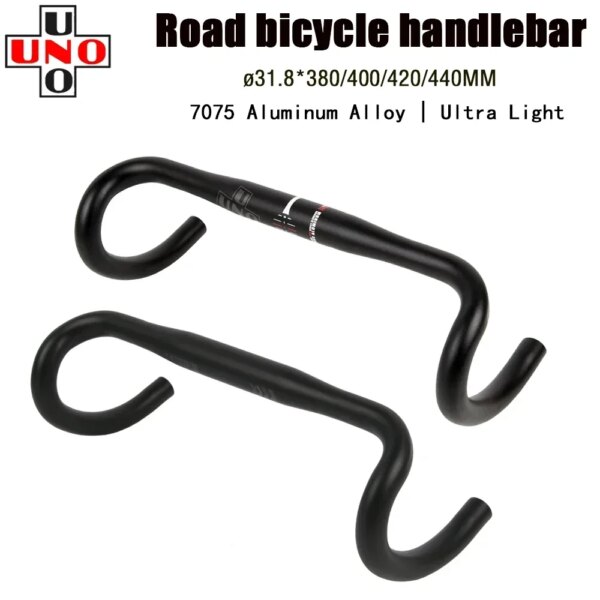 Manillar de carreras de alta resistencia UNO, manillar de bicicleta de carretera de aluminio 7075, barra de caída de bicicleta de carretera de 31,8mm, dirección de bicicleta de 380/400/420/440mm