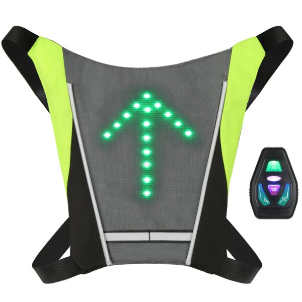 Mochila con chaleco reflectante USB con luz LED de intermitente, Control remoto, bolsa de seguridad para deportes al aire libre, equipo para ciclismo, correr y trotar