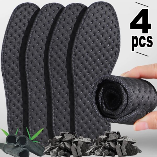 Plantillas de bambú Unisex, plantillas desodorantes, malla transpirable, almohadillas para zapatos que absorben el sudor, inserto deportivo para correr, cojín ligero para hombres