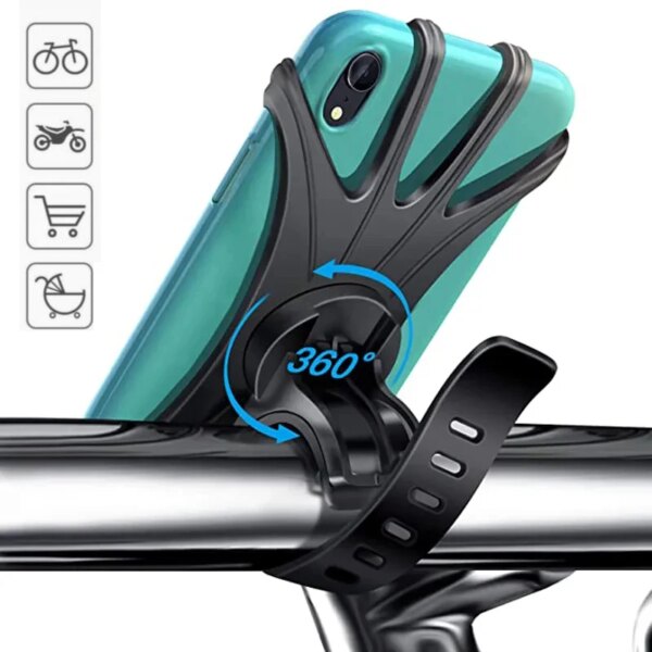 Soporte Universal para teléfono móvil de bicicleta, soporte para manillar de motocicleta, soporte para teléfono de silicona suave