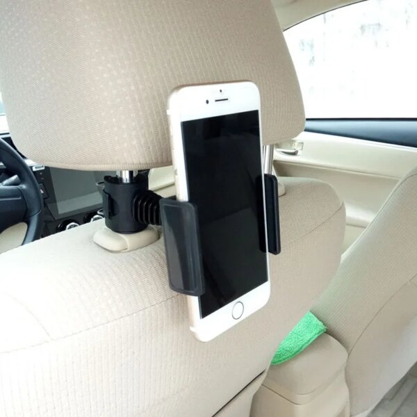 Soporte Universal para teléfono para asiento trasero de coche, rotación de 360 ​​grados, reposacabezas ABS, soporte ajustable para teléfono móvil, herramientas de montaje negras