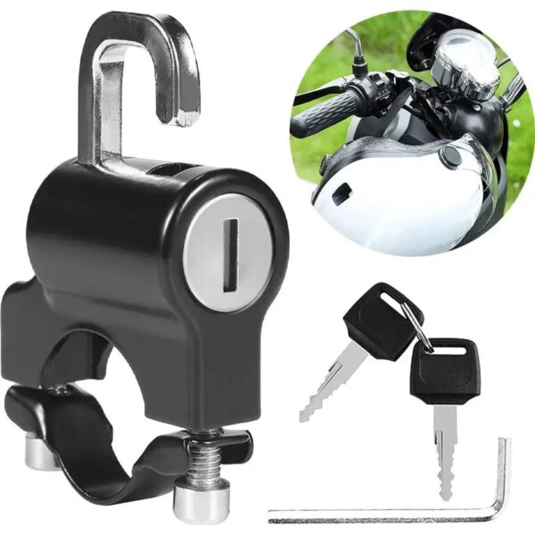 Candado Universal para casco de motocicleta, candado fijo antirrobo de seguridad portátil para manillar de 22-28mm, accesorios de motocicleta