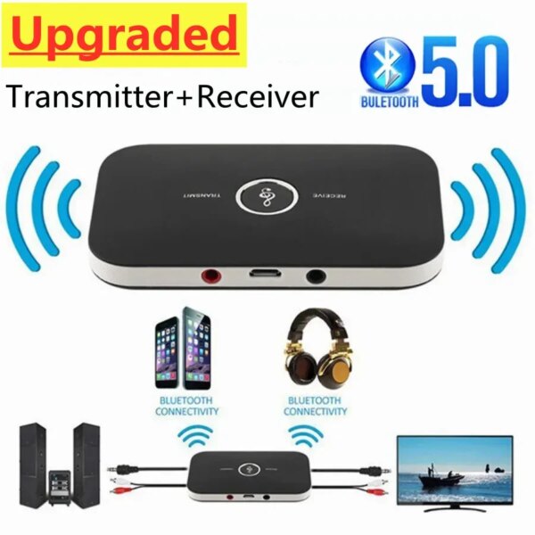 Receptor y transmisor de Audio Bluetooth 5,0 actualizado, adaptador inalámbrico de música con conector auxiliar RCA de 3,5mm, Dongle USB para coche, PC, TV y auriculares