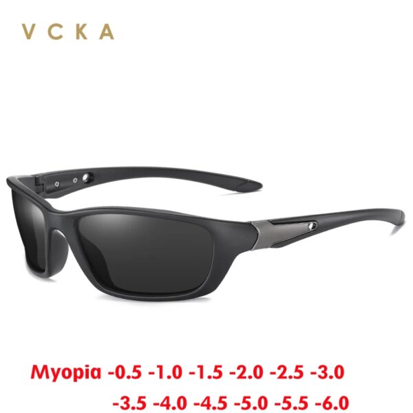 VCKA gafas de sol polarizadas para miopía, gafas cuadradas deportivas a la moda para hombre, gafas graduadas personalizadas para viajes al aire libre para hombre, de 0,5 a 6,0