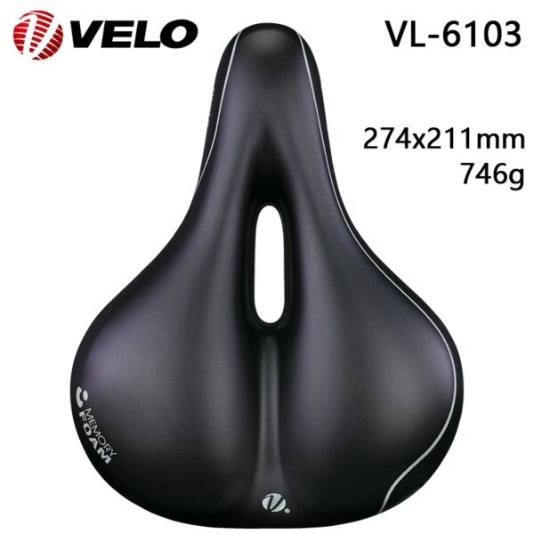 VELO VL-6103 sillín de bicicleta de alta resistencia, cómodo, grueso, resistente al agua, con memoria, piezas de ciclismo para bicicleta de montaña o de ciudad
