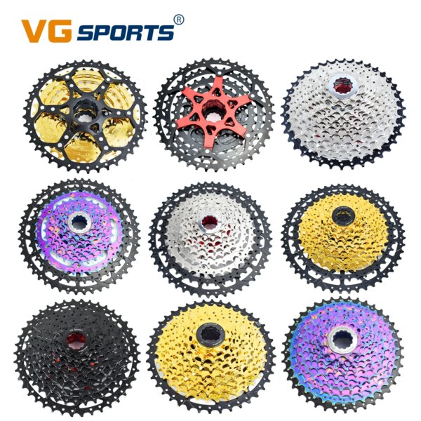 VG SPORTS 8 9 10 11 12 velocidades Cassette MTB bicicleta Cassette rueda libre soporte de aluminio piñón bicicleta 40/42T/46T/50T/52T Rojo Negro