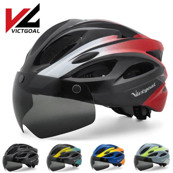 VICTGOAL gafas para adultos casco de bicicleta luz trasera LED hombres mujeres casco de ciclismo cascos de bicicleta de carretera MTB E-Bike Scotter Headgear M/L