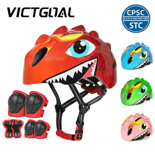 VICTGOAL-casco de bicicleta para niños, conjunto de protectores de muñeca y codo, Protector de ciclismo para niños, bicicleta de equilibrio, patinete