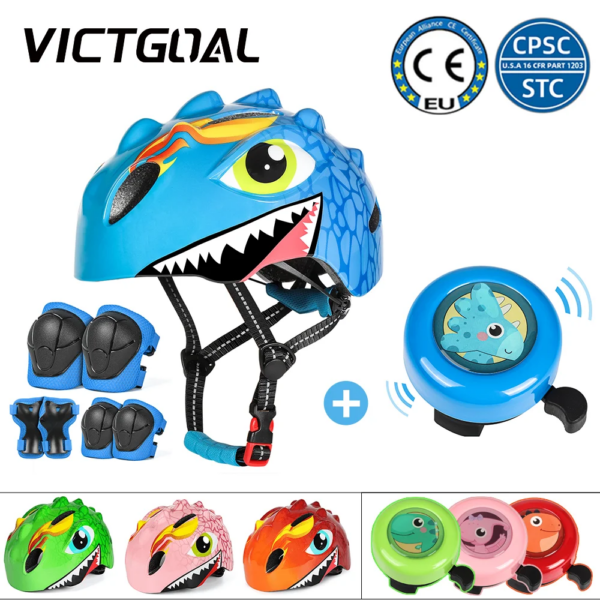 VICTGOAL niños MTB bicicleta casco rodilleras coderas niños equilibrio bicicleta campana patín patín Scooter conjunto de equipo de equitación