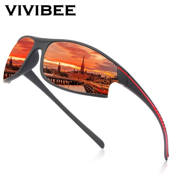 VIVIBEE espejo rojo gafas de sol deportivas polarizadas ciclismo hombres gafas UV400 escalada mujeres al aire libre elasticidad gafas de sol