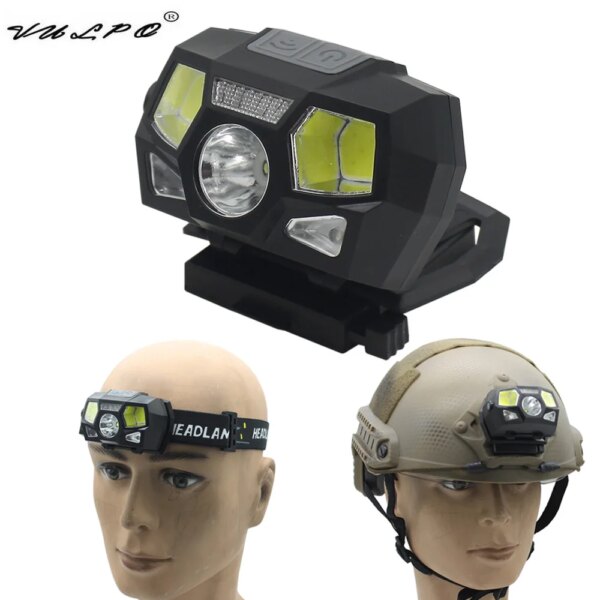 VULPO-luz táctica para casco con carga USB, faro de inducción, lámpara de señal impermeable, casco rápido, faro de caza