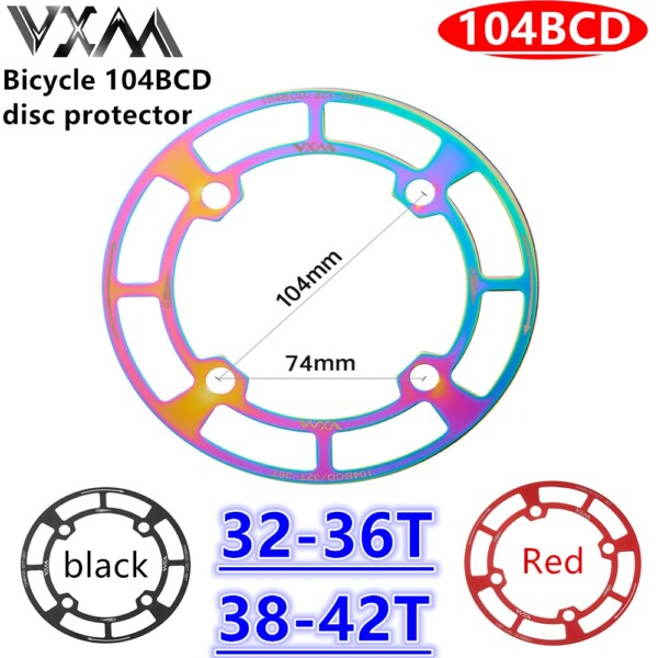 Cubierta protectora de transmisión de bicicleta de VXM-104BCD, piñón de MTB, alta calidad, MTB, piezas de bicicleta, 32T-36T, 38T-42T, Ligero 104 BCD