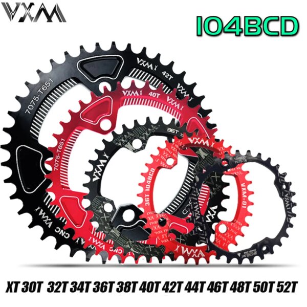 Manivela de bicicleta VXM 104BCD MTB, rueda de plato estrecha y ancha 30T-52T para serie shimano, conjunto de accesorios de anillo de estrella, ligero