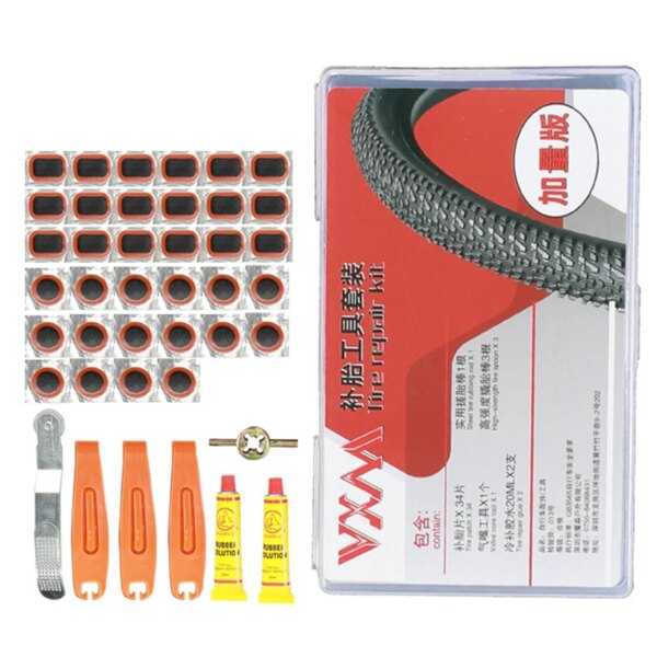 VXM-Kit de reparación de neumáticos para bicicleta, juego de herramientas para parchear tubos interiores, relleno de neumáticos, sin pegamento, parche sellador en frío