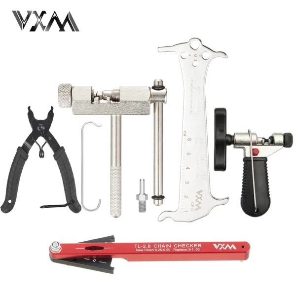 VXM Juego de herramientas de reparación de bicicletas MTB, alicates, cortador de cadena, gancho, indicador de desgaste, multiherramienta para bicicleta de carretera y exteriores