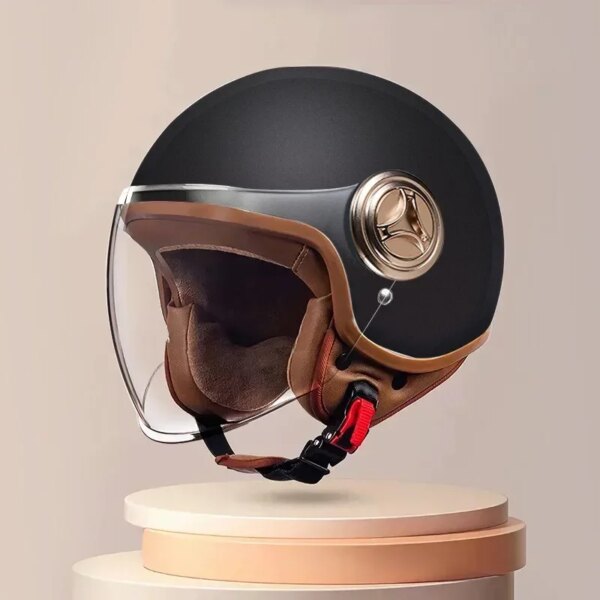 Casco de motocicleta eléctrica Vintage, gorro antivaho para hombre y mujer, casco cálido para monopatín, casco de seguridad para invierno