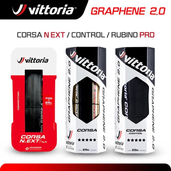 Vittoria Corsa NEXT/Corsa Control/Rubino Pro 700×25/28/30C Neumático sin cámara de grafeno y neumático de carretera con cámara Cubierta plegable 700C