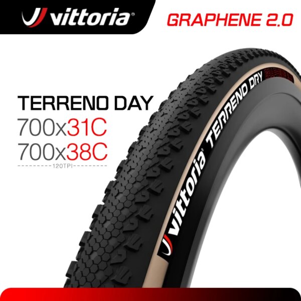 Neumático de grava Vittoria Terreno Dry 700X38/31C para condiciones de grava y terreno seco, accesorios para bicicletas de grava sin cámara de ciclocross