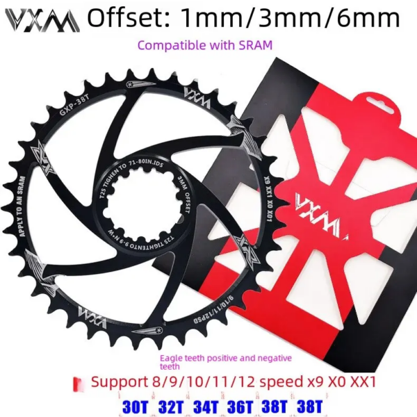 Disco de montaje recto integrado Vxm 1/3/6mm para rueda de cadena de manivela de bicicleta X9 Xo Xx1 32t 40t Speedlink