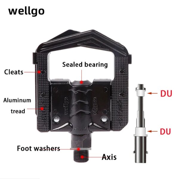 WELLGO F178 F265 Pedal bicicleta de montaña pedales de bicicleta plegables aleación de aluminio/PP plegable rodamiento sellado Pedal tornillo piezas de rosca