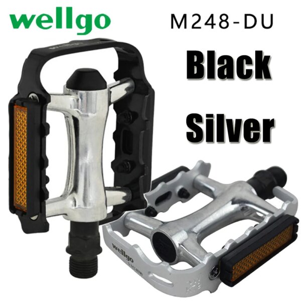 WELLGO M248 Pedal de bicicleta de montaña bicicleta de carretera piñón fijo rodamientos DU Pedal ultraligero antideslizante accesorios de bicicleta roscados