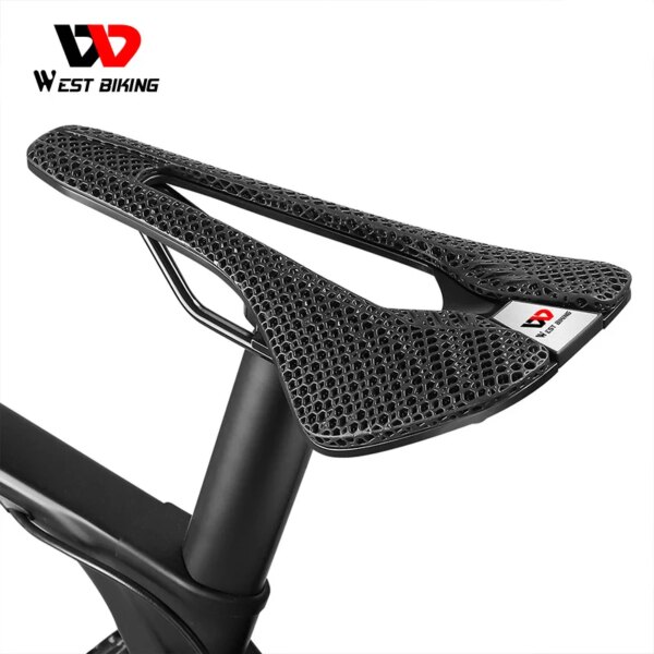 WEST BIKING-sillín de bicicleta con estampado 3D, resinas líquidas, asiento hueco para bicicleta de carretera, cojín tipo panal súper suave para triatlón y ciclismo
