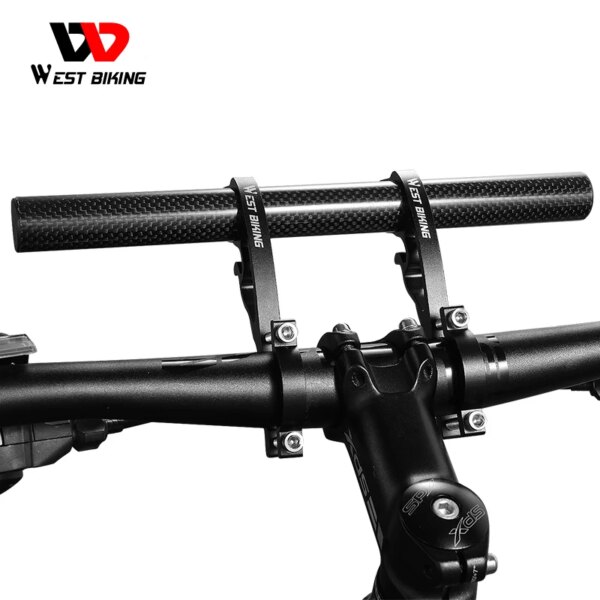 WEST BIKING-extensor de manillar de carbono para bicicleta, Faro de aleación de 18-35mm, soporte para ordenador y teléfono, accesorios para bicicleta